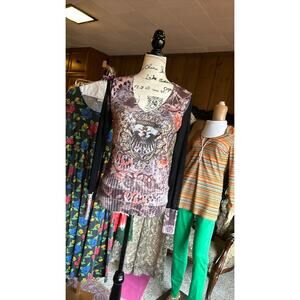 y2k Alberto Makali mixed media sweater mesh royal crest